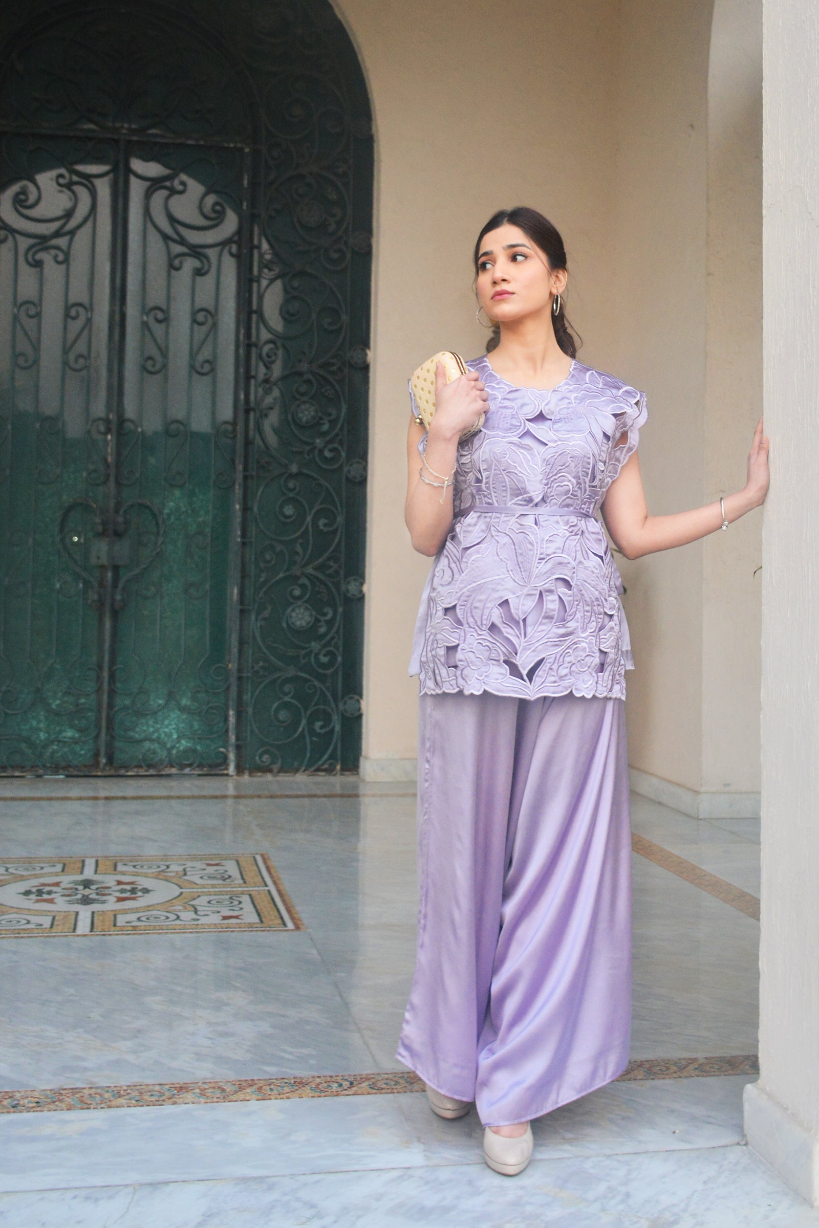 Satin brocade- Lilac